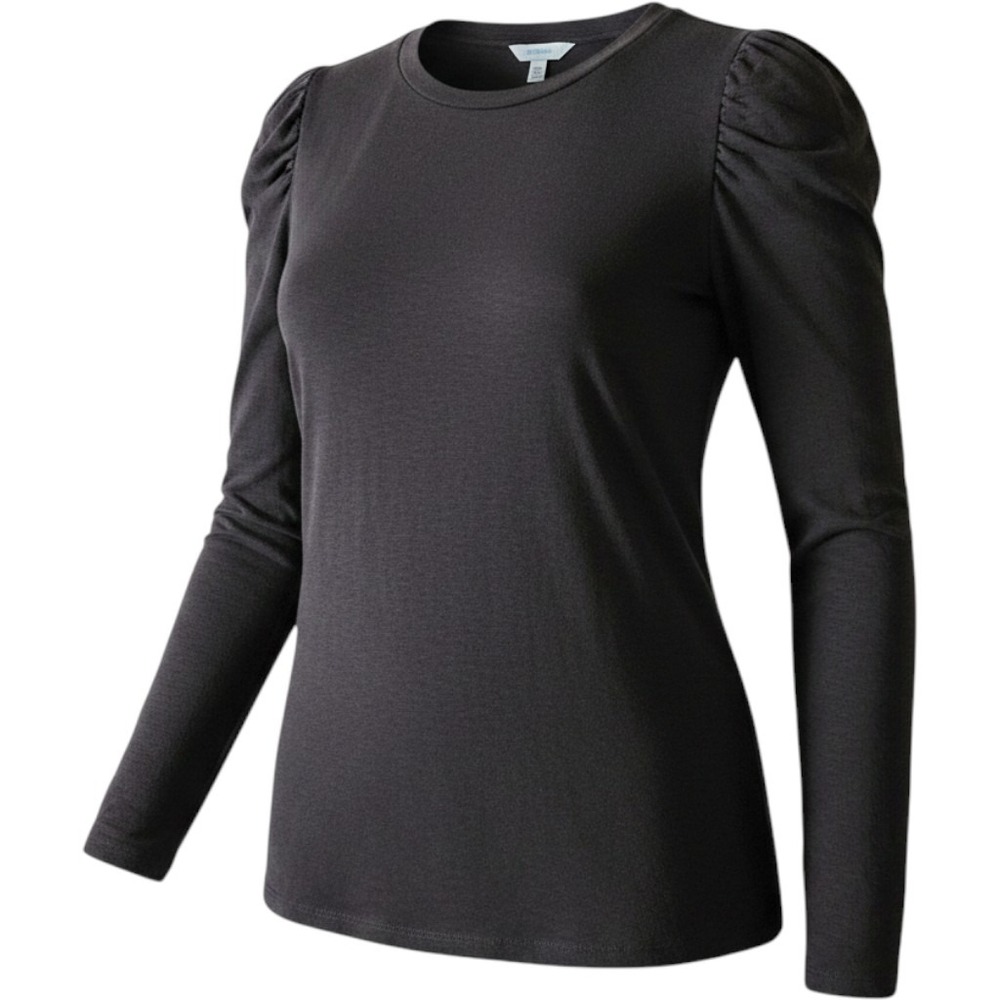 TIME AND TRU Puff Sleeve Crew Neck Long Sleeve T Shirt Top XXXL Black 3X 3XL 22